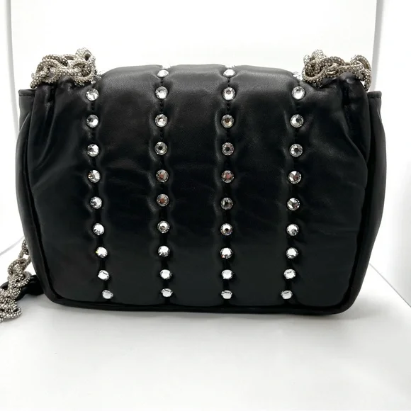 Tom Ford Black Leather Purse Studded Sequin Chain Link Shoulder Bag - Picture 4 of 16